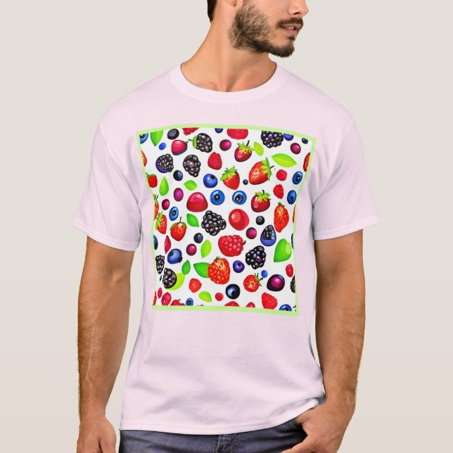 Camiseta Berry Burst: Padrão de Fruta (Frente)