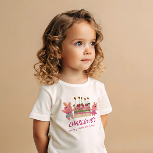 Camiseta Berry First Happy Birthday Bunnie Bolo