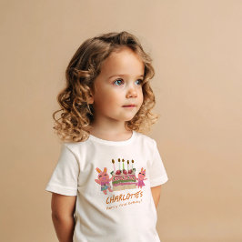 Camiseta Berry First Happy Birthday Bunnies and Cake Orange