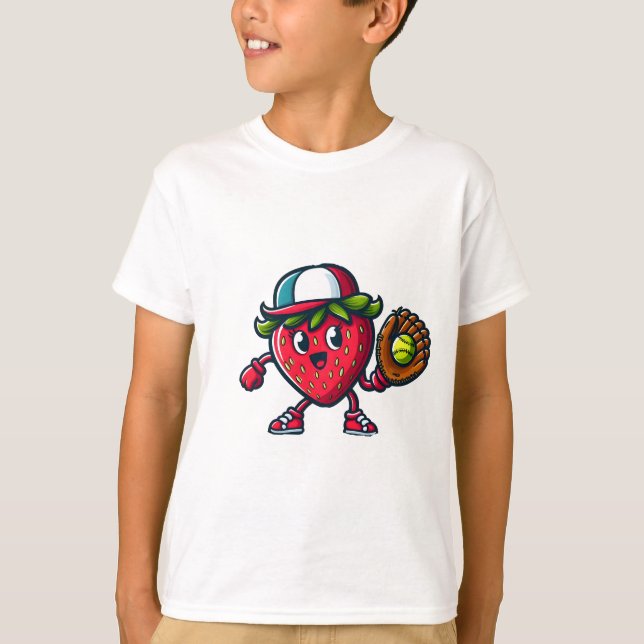 Camiseta Berry Good neste Jogo! Morango Softball (Frente)