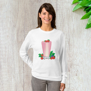 Camiseta Berry Milkshake Drink Womens de Capa longa