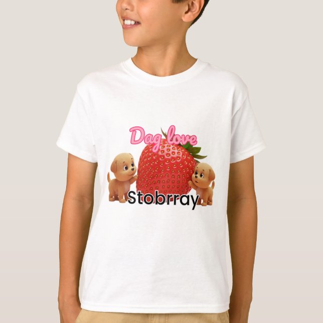 Camiseta "Berry Paws: Cachorro Amor e Design de Morango" (Frente)