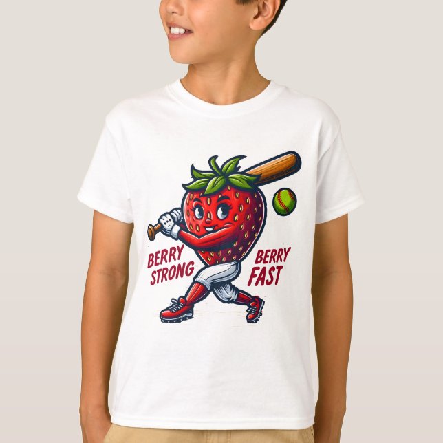 Camiseta Berry Strong, Berry Fast! Morango Softball (Frente)