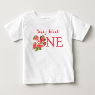 Camiseta Berry Sweet One Birthday Strawberry Watercolor