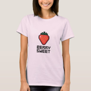 Camiseta Berry Sweet Pixel Art Strawberry - Bonita Minimali