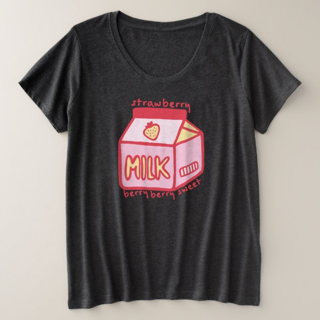 Camiseta Berry Sweet Strawberry milk (Frente do Design)