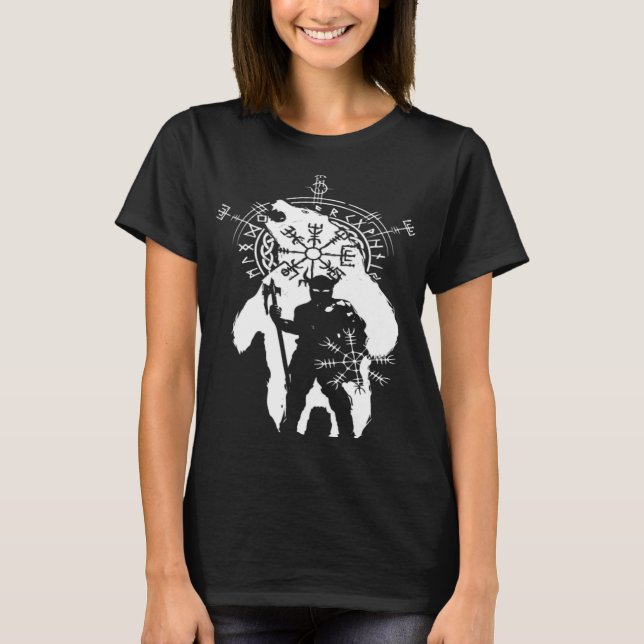Camiseta Berserk Bear Warrior Odin Executa Norse Compass Vi (Frente)