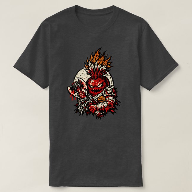 Camiseta Berserker de Beterraba Halloween — Guerreiro Sombr (Frente do Design)