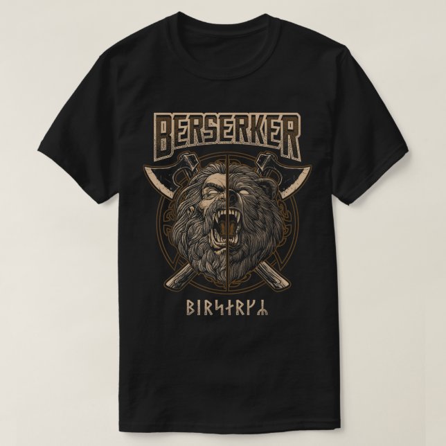 Camiseta Berserker Viking Norse Pagan Bear Warrior (Frente do Design)