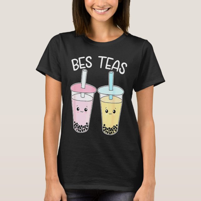 Camiseta Bes Teas Boba Tea Besties Bubble Tea Cute Boba Bes (Frente)