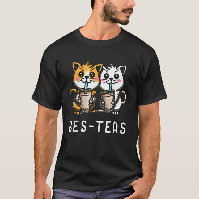 Camiseta Bes Teas Cat  Bubble Milk Tea Domestic Cat Boba Te (Frente)