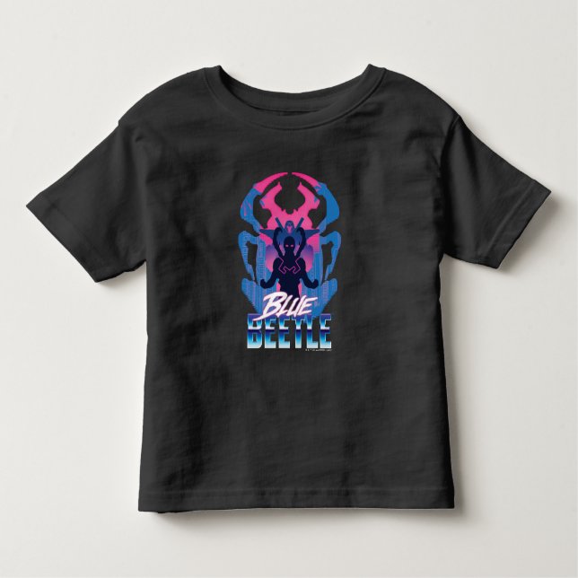 Camiseta Besouro Azul Retrowave Versus Gráfico (Frente)
