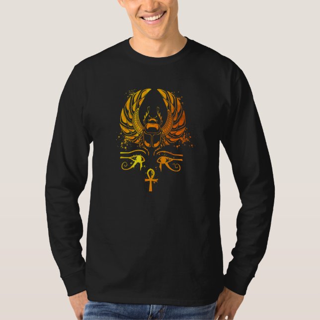 Camiseta Besouro Chepre com Glifos - Scarab Egípcio (Frente)
