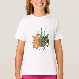 Camiseta Besouro verde com flores laranja