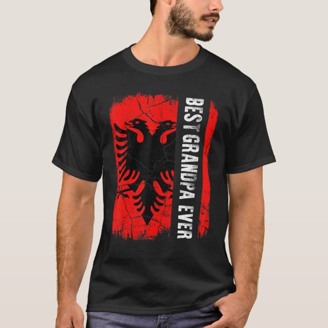 Camiseta Best Albanian Grandpa Ever Albania Flag Father's D (Frente)