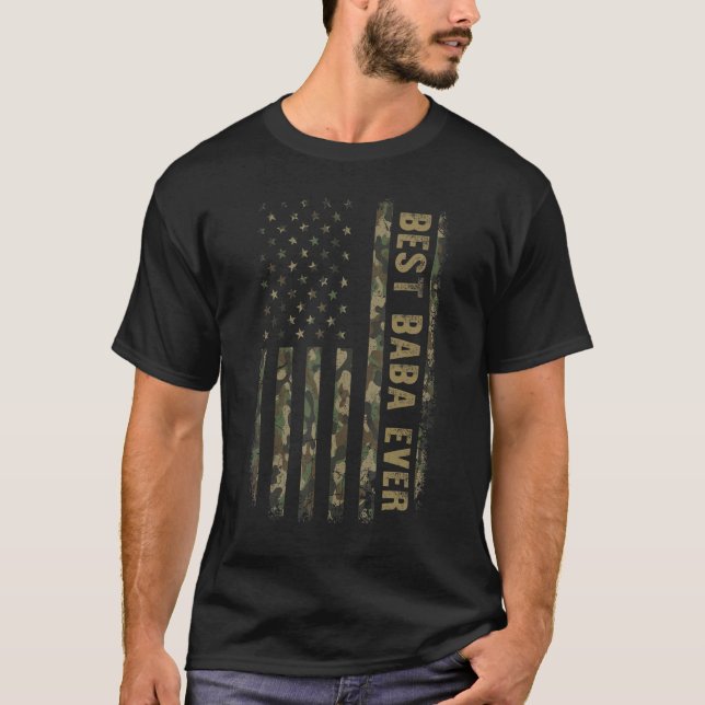 Camiseta Best Baba Ever Camouflage American Flag Father s D (Frente)