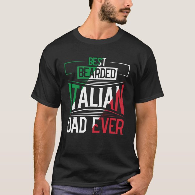 Camiseta Best Bearded Italian Dad Ever Italian Roots Flag H (Frente)