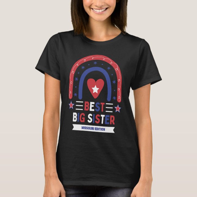Camiseta Best Big Sister Missouri Edition Girls Older Sibli (Frente)