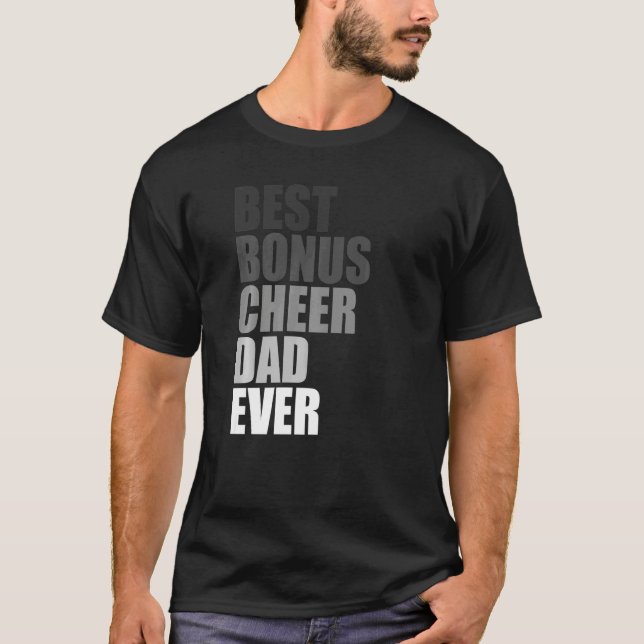 Camiseta Best Bonus Cheer Dad Ever Cheerleading Stepdad Jok (Frente)
