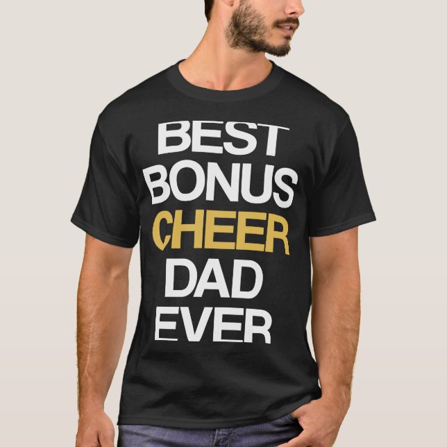 Camiseta Best Bonus Cheer Dad Ever Cheerleading Stepdad Ste (Frente)