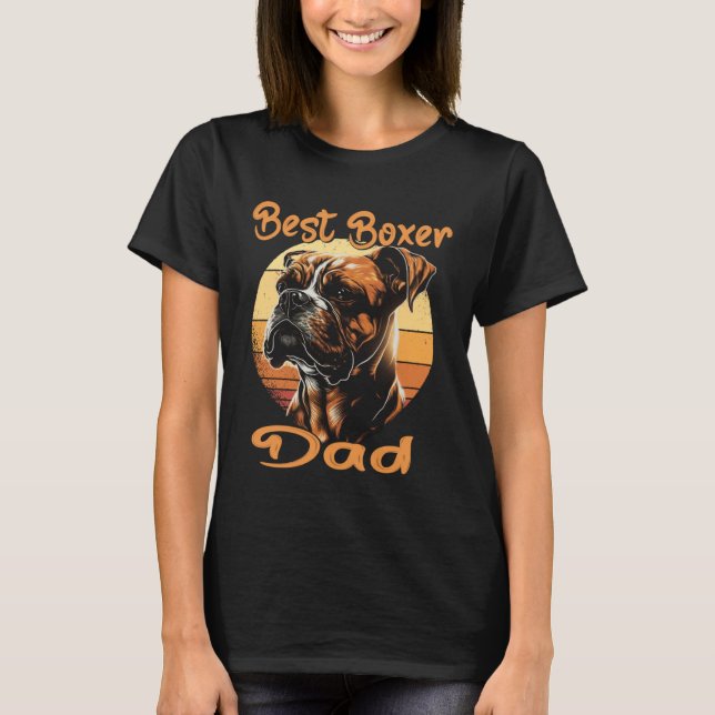 Camiseta Best Boxer Dad Boxer Sunset Retro Dog Owner Dog (Frente)