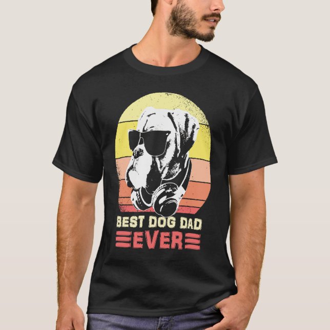 Camiseta Best Boxer Dog Dad Ever Sunglasses And Headphones (Frente)
