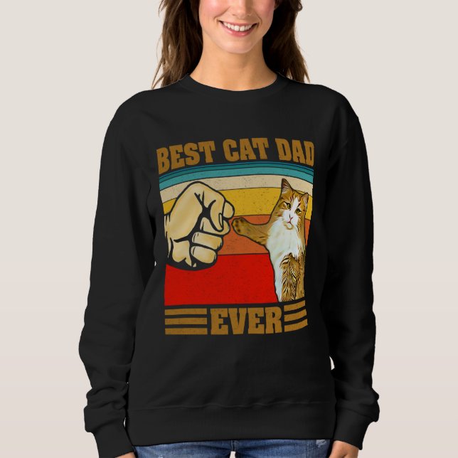 Camiseta Best Cat Dad Ever  Kitten Cat Fist Bump Retro Vint (Frente)