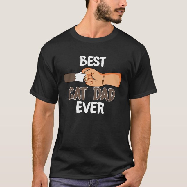 Camiseta Best Cat Dad Ever   Paw Fist Bump for Dads (Frente)