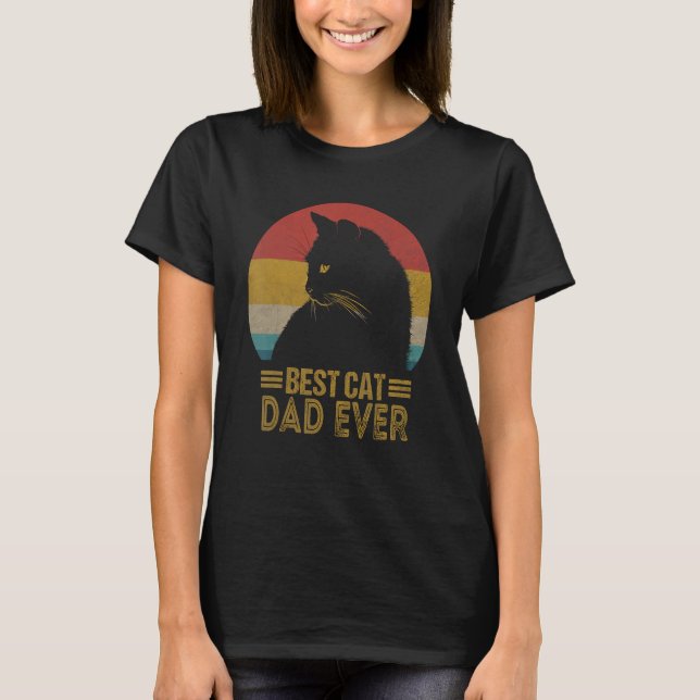 Camiseta Best Cat Dad Ever Retro Sunset  Daddy Cat Father s (Frente)