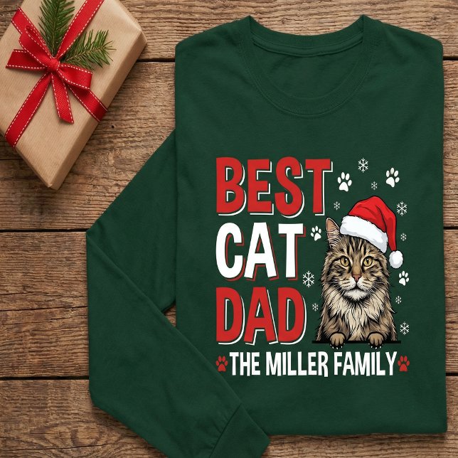 Camiseta Best Cat Dad Personalized family  name christmas (Criador carregado)