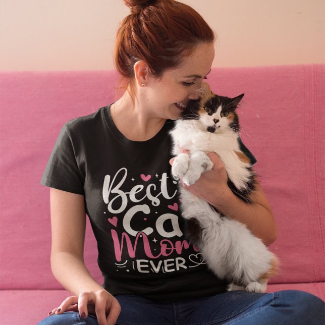 Camiseta Best Cat Mom Ever - Cute Typography Cat (Criador carregado)