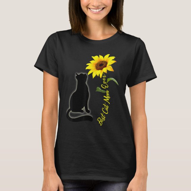 Camiseta Best Cat Mom Ever Sunflower Mother s Day  for Cat (Frente)