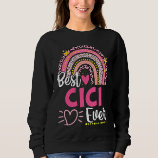 Camiseta Best Cici Ever Leopard Rainbow New Grandma Mothers