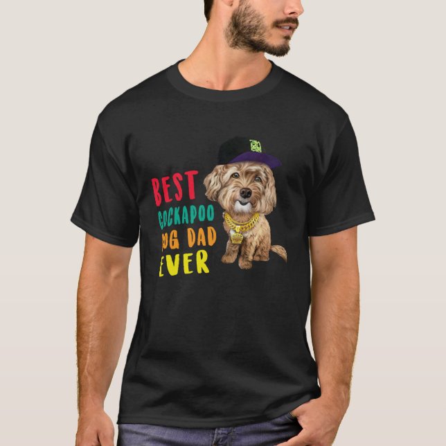 Camiseta Best Cockapoo Dog Dad Ever Fathers Day  Cute Hipst (Frente)
