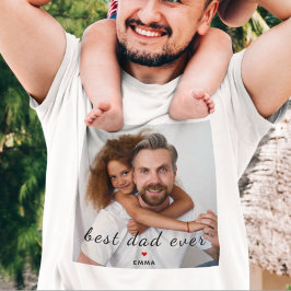 Camiseta Best Dad Ever Cute Red Heart Custom Photo & Text