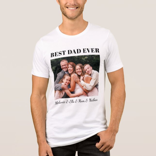 Camiseta Best Dad Ever Fully Customizable Family Hug Photo (Frente)