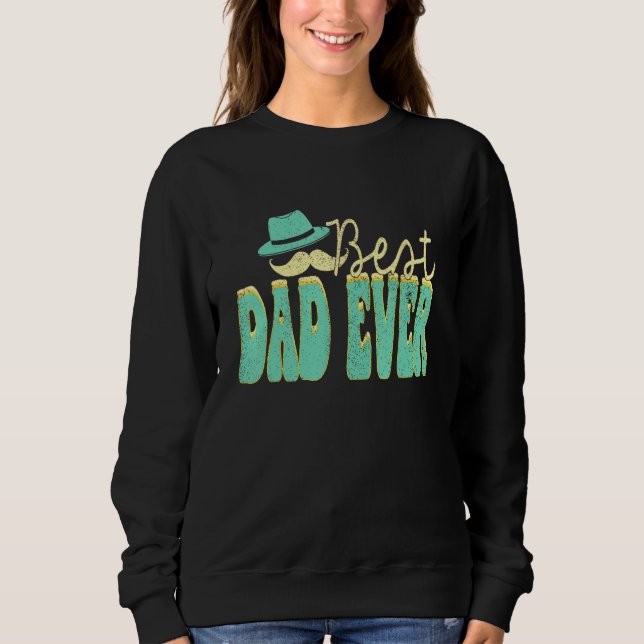 Camiseta Best Dad Ever Groovy Father s Day Husband Sons Dau (Frente)