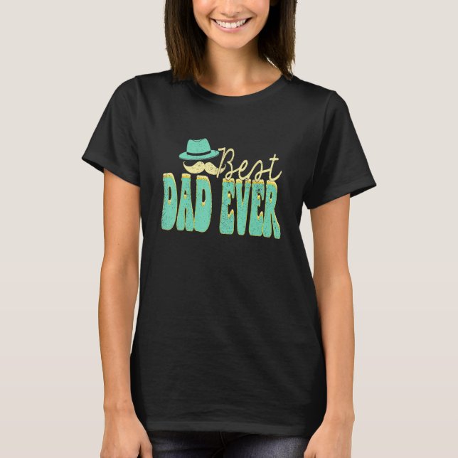 Camiseta Best Dad Ever Groovy Father s Day Husband Sons Dau (Frente)