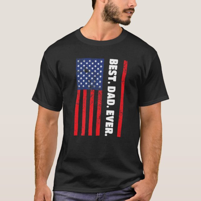 Camiseta Best Dad Ever USA Vertical Flag (Frente)