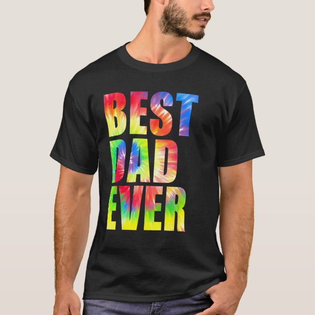 Camiseta Best Dad Ever With US Flag Tie Dye Fathers Day 2 (Frente)