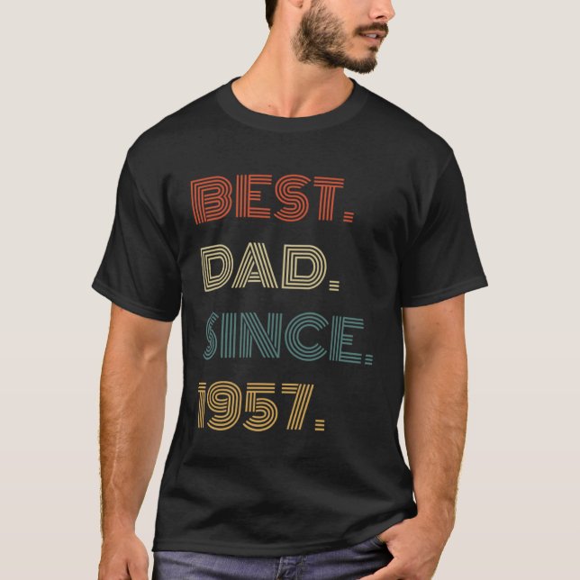 Camiseta Best Dad Since 1957 Clothes  for Him Men Retro Vin (Frente)