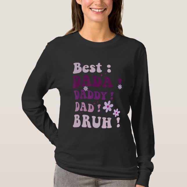 Camiseta Best Dada Daddy Dad Bruh Fathers Day Purple Groovy (Frente)