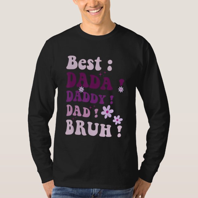 Camiseta Best Dada Daddy Dad Bruh Fathers Day Purple Groovy (Frente)