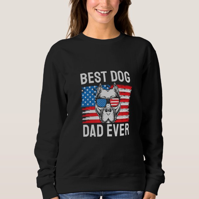 Camiseta Best Dog Dad Ever Pitbull 4th of July (Frente)