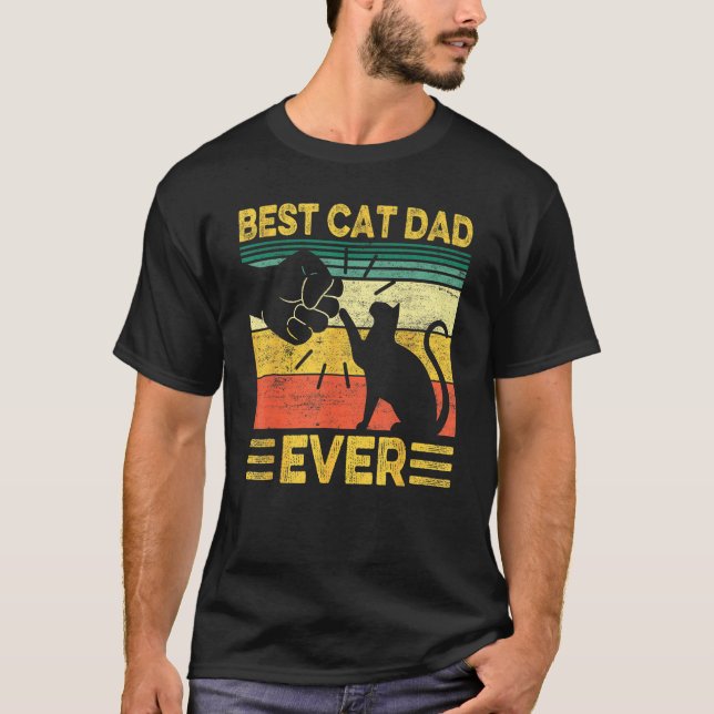 Camiseta Best Dog Dad Ever Retro Dog Daddy Paw Fist Bump Fa (Frente)