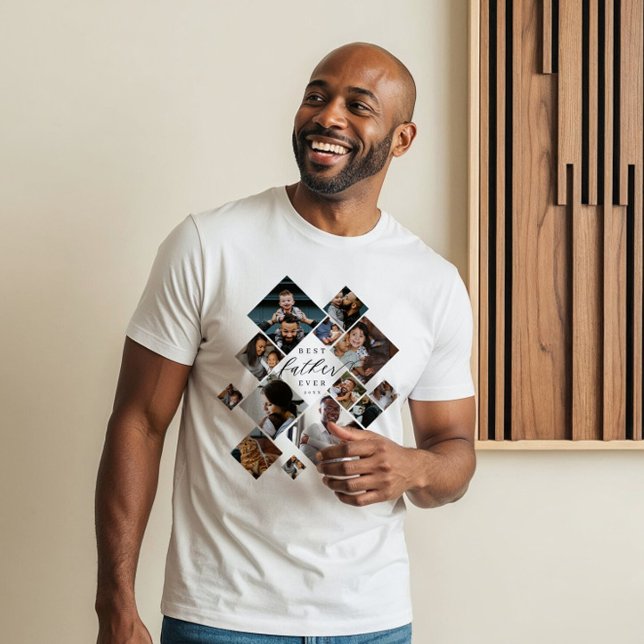 Camiseta Best Father Ever Modern Photo Collage Personalized (Best Father Ever Modern Photo Collage Personalized Tri-Blend Shirt)