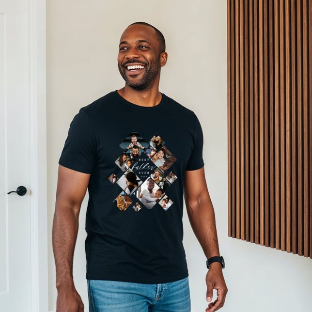 Camiseta Best Father Ever Modern Photo Collage Personalized (Best Father Ever Modern Photo Collage Personalized Tri-Blend Shirt)