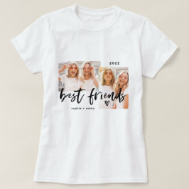 Camiseta Best Friends | Casual Script and Two Photo Grid