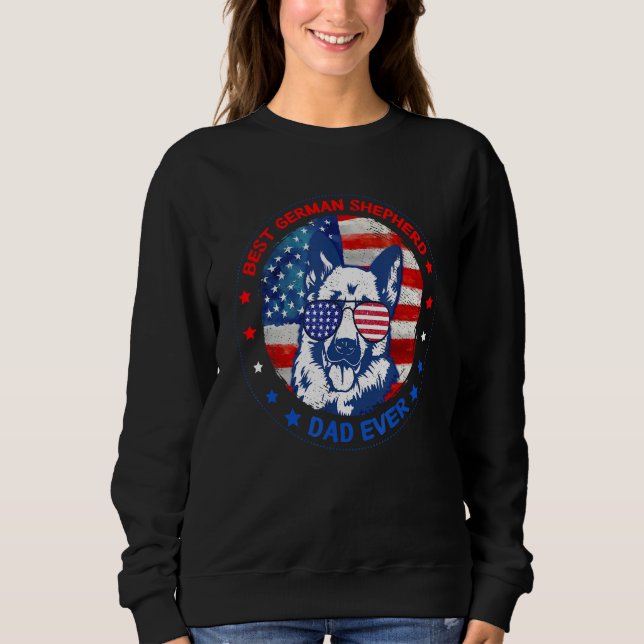 Camiseta Best German Shepherd Dad Ever American Flag Dog Fa (Frente)