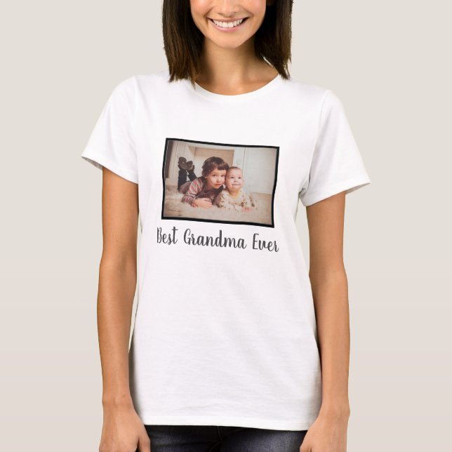 Camiseta Best grandma ever family custom photo white (Frente)